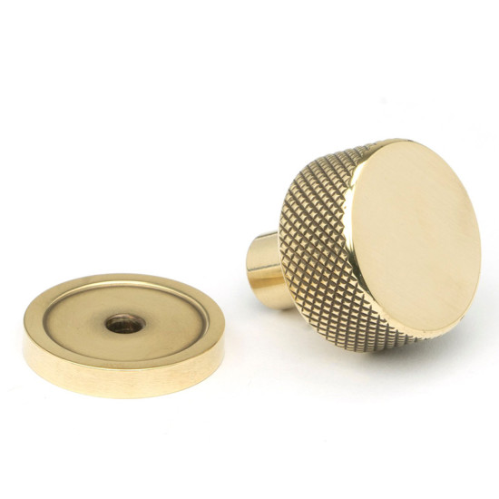 Aged Brass Brompton Cabinet Knob on Round Rose