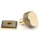 Aged Brass Brompton Cabinet Knob on Square Rose