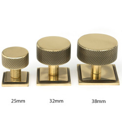 Aged Brass Brompton Cabinet Knob on Square Rose
