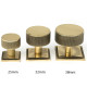 Aged Brass Brompton Cabinet Knob on Square Rose