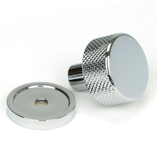 Polished Chrome Brompton Cabinet Knob on Round Rose