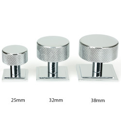 Polished Chrome Brompton Cabinet Knob on Square Rose