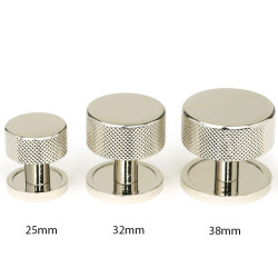 Polished Nickel Brompton Cabinet Knob on Round Rose