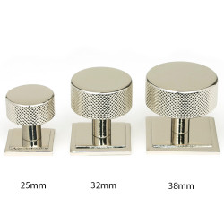 Polished Nickel Brompton Cabinet Knob on Square Rose