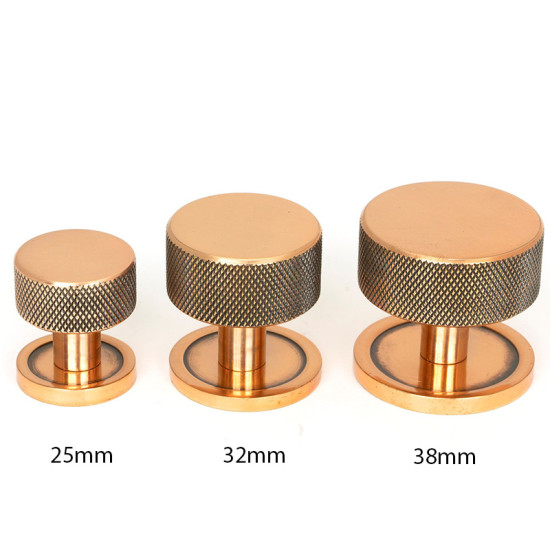 Polished Bronze Brompton Cabinet Knob on Round Rose