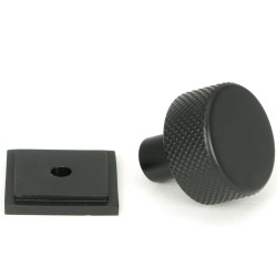 Matt Black Brompton Cabinet Knob on Square Rose