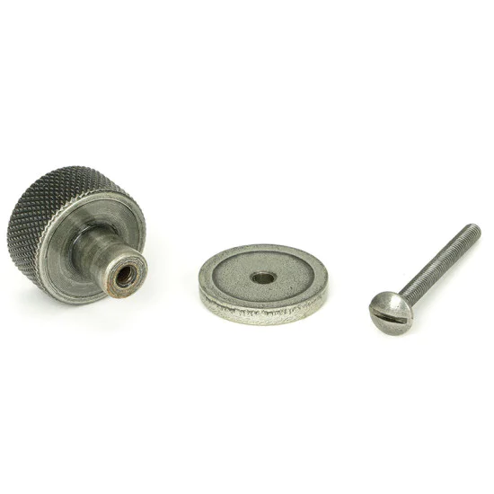 Blacksmith Pewter Patina Brompton Cabinet Knob on Round Rose