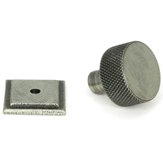 Blacksmith Pewter Patina Brompton Cabinet Knob on Square Rose