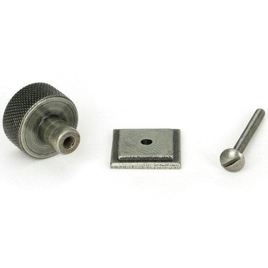 Blacksmith Pewter Patina Brompton Cabinet Knob on Square Rose