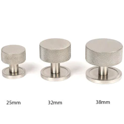 Satin Stainless Steel Brompton Cabinet Knob on Round Rose
