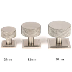 Satin Stainless Steel Brompton Cabinet Knob on Square Rose