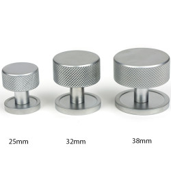 Satin Chrome Brompton Cabinet Knob on Round Rose