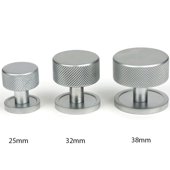 Satin Chrome Brompton Cabinet Knob on Round Rose