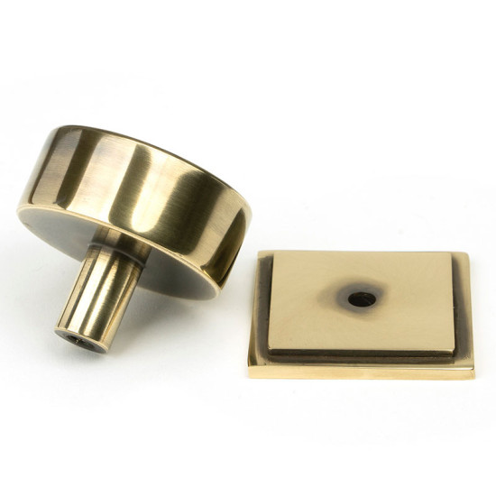 Aged Brass Kelso Cabinet Knob on Square Rose
