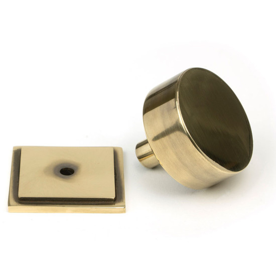 Aged Brass Kelso Cabinet Knob on Square Rose