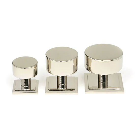 Polished Nickel Kelso Cabinet Knob on Square Rose