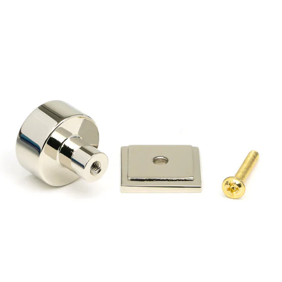 Polished Nickel Kelso Cabinet Knob on Square Rose