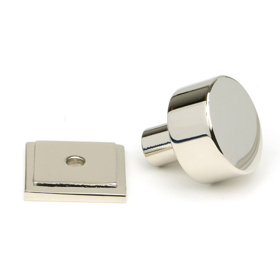 Polished Nickel Kelso Cabinet Knob on Square Rose