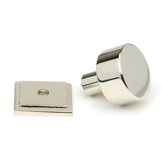 Polished Nickel Kelso Cabinet Knob on Square Rose