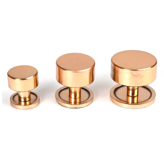 Polished Bronze Kelso Cabinet Knob on Round Rose