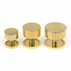 Polished Brass Judd Cabinet Knob on Round Rose