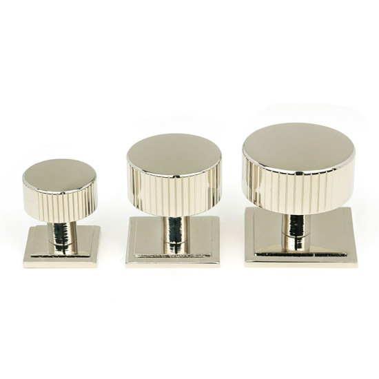Polished Nickel Judd Cabinet Knob on Square Rose