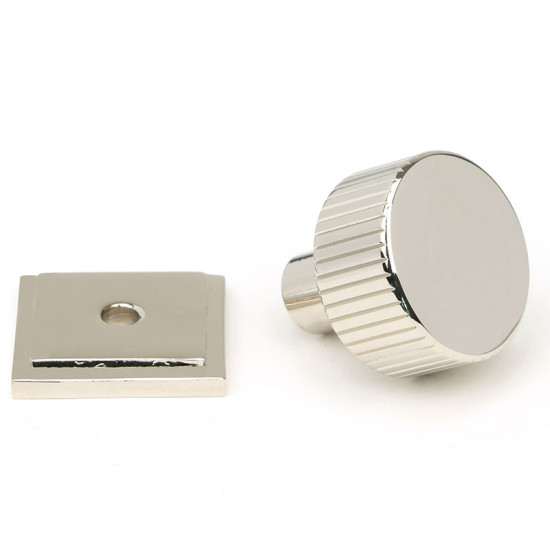 Polished Nickel Judd Cabinet Knob on Square Rose