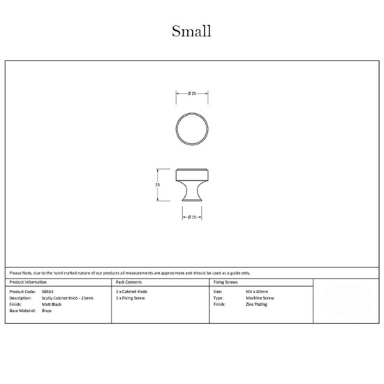 Matt Black Scully Cabinet Knob
