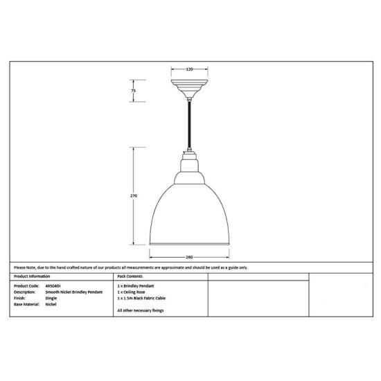 Smooth Nickel Brindley Pendant in Dingle