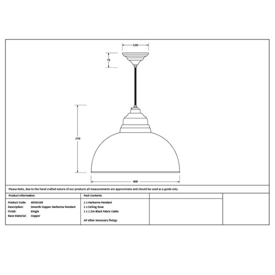 Smooth Copper Harborne Pendant in Dingle