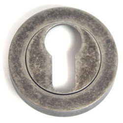 Euro Escutcheon - Distressed Silver Finish