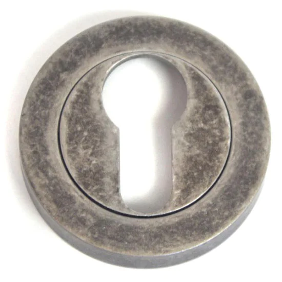 Euro Escutcheon - Distressed Silver Finish