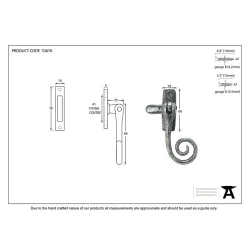 Blacksmith Pewter Patina Monkeytail Casement Fastener
