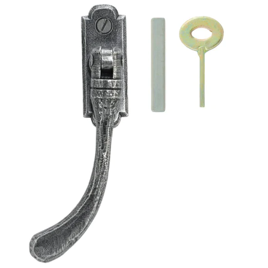 Blacksmith Pewter Patina Locking Pear Drop Espagnolette Casement Fastener