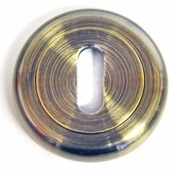 Round Escutcheon with a Radius Edge - Antique Brass Finish