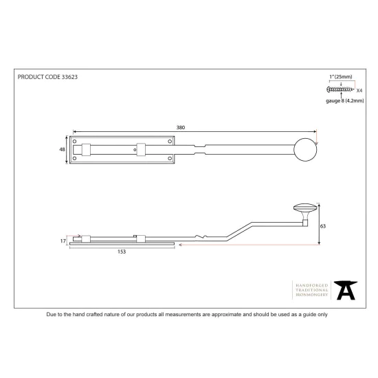 Blacksmith Pewter Patina French Door Bolt