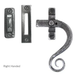 Blacksmith Pewter Patina Curved Lockable Monkeytail Casement Fastener