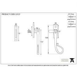 Blacksmith Pewter Patina Shepherd's Crook Casement Fastener