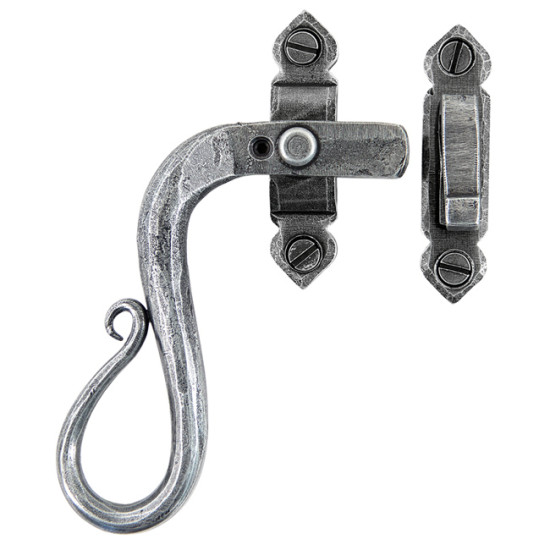 Blacksmith Pewter Patina Shepherd's Crook Lockable Casement Fastener