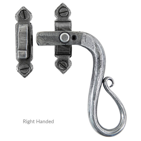 Blacksmith Pewter Patina Shepherd's Crook Lockable Casement Fastener