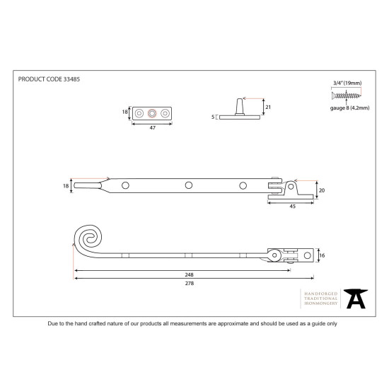 Black Monkeytail Casement Stay