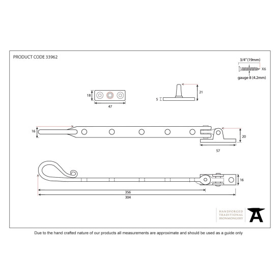 Traditional Blacksmith Shepherd's Crook Casement Stay