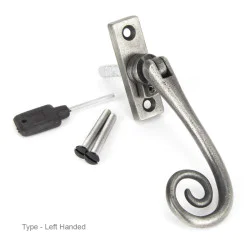 Antique Pewter Slim Monkeytail Espagnolette Casement Fastener