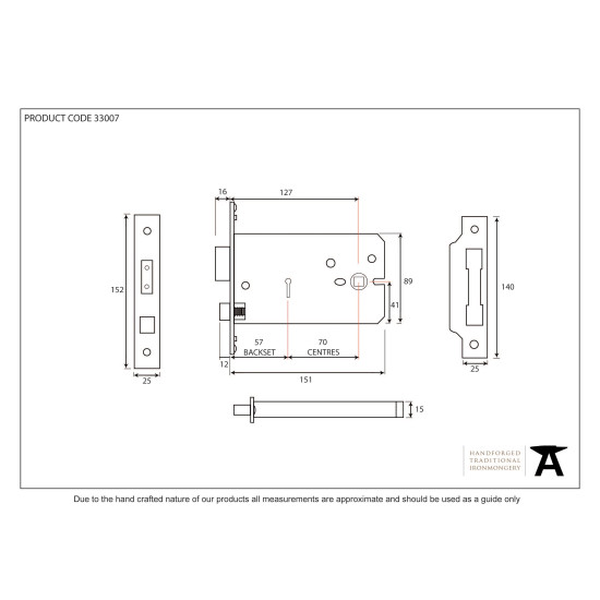 5 Lever Horizontal Sash Lock - Black Finish