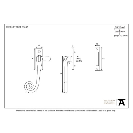 Black Lockable Monkeytail Casement Fastener