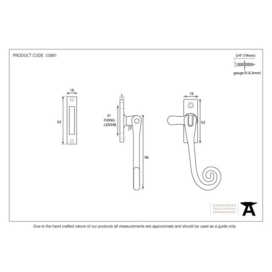 Black Lockable Monkeytail Casement Fastener