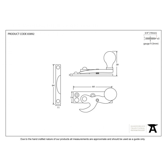 Sash Fastener - Polished Chrome