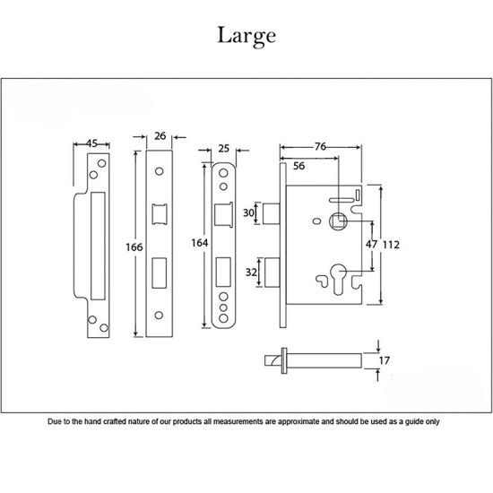 Euro Sash Lock Case - Black Finish