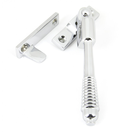 Night Vent Locking Reeded Casement Fastener - Polished Chrome