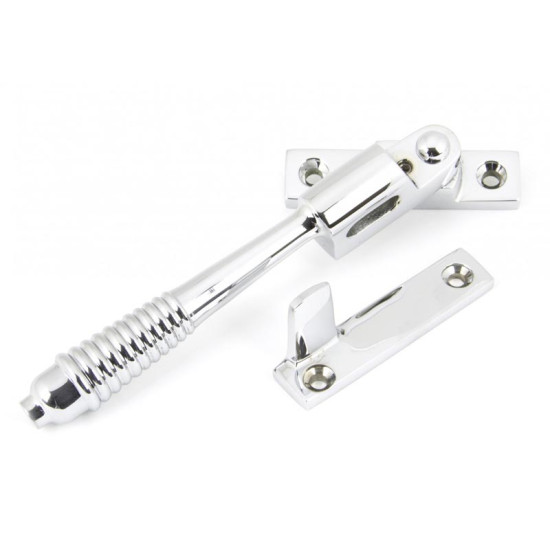 Night Vent Locking Reeded Casement Fastener - Polished Chrome